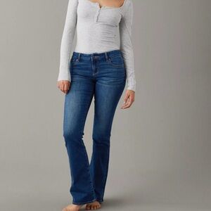 Low Rise American Eagle Blue Flare Jeans- Size 6